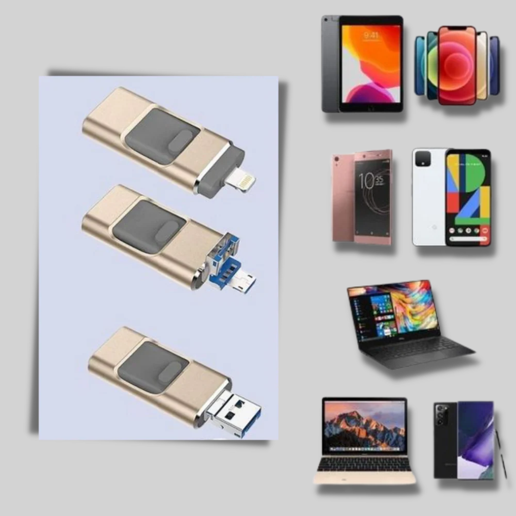 Unidad flash USB 4 en 1: solución de almacenamiento con múltiples conectores