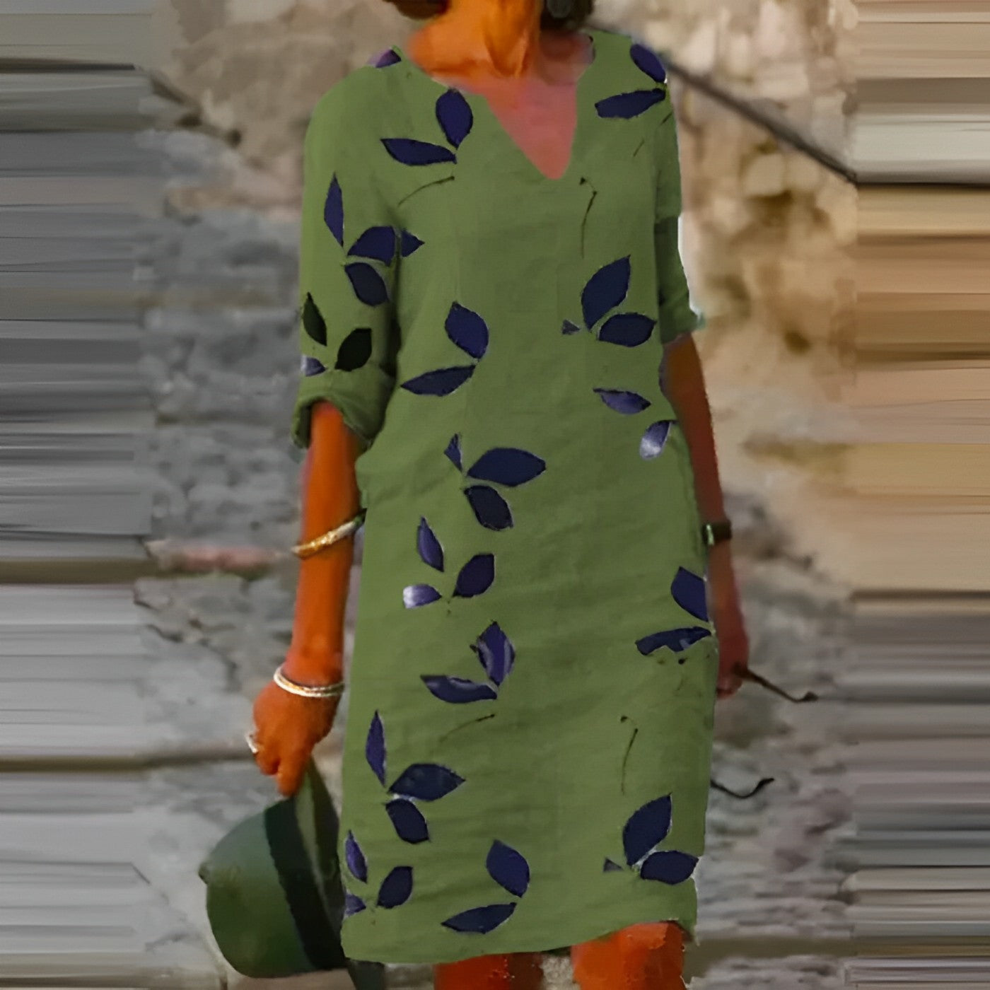 Vestido de verano con estampado de hojas para mujer