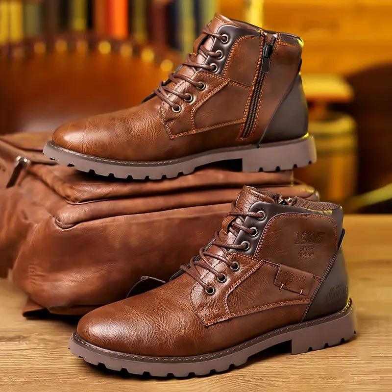 Botas de vestir de piel con cremallera para hombre