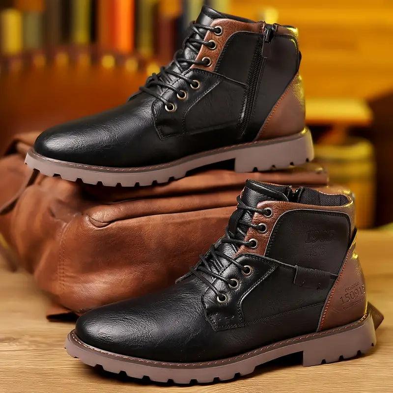 Botas de vestir de piel con cremallera para hombre