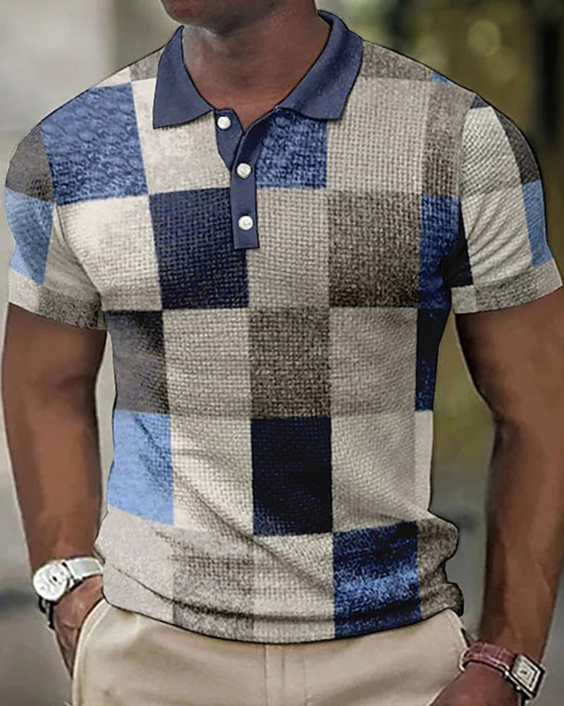 Polo para Hombre con Patrón de Rejilla: Estilo Moderno y Comodidad para el Día a Día