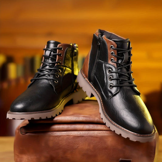 Botas de vestir de piel con cremallera para hombre