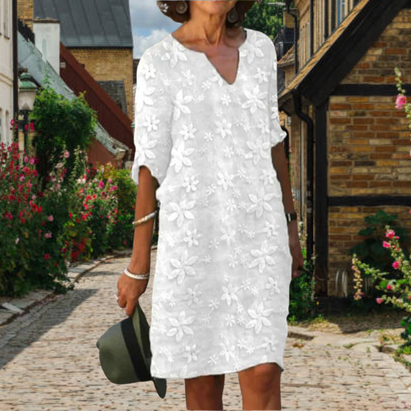 Vestido elegante con cuello en V para mujer