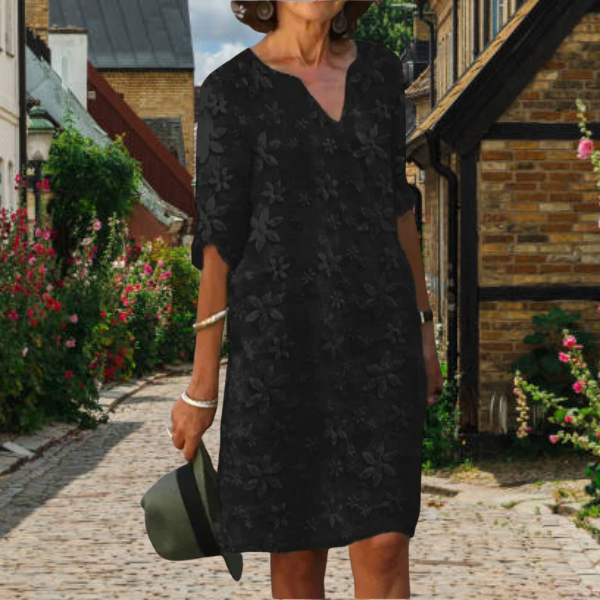 Vestido elegante con cuello en V para mujer