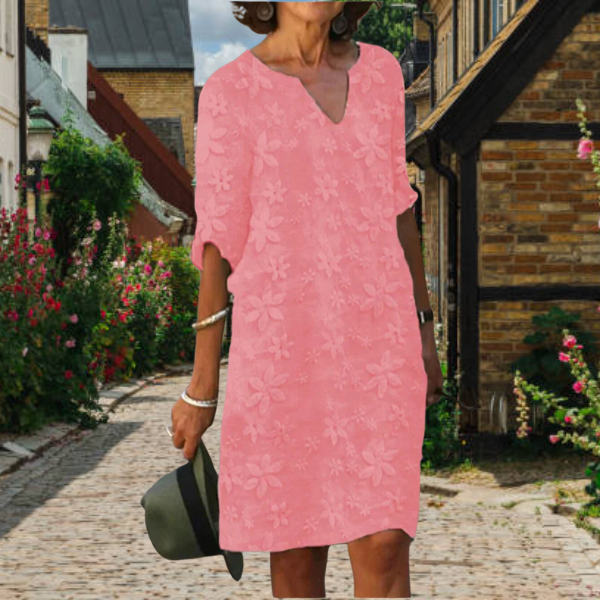 Vestido elegante con cuello en V para mujer