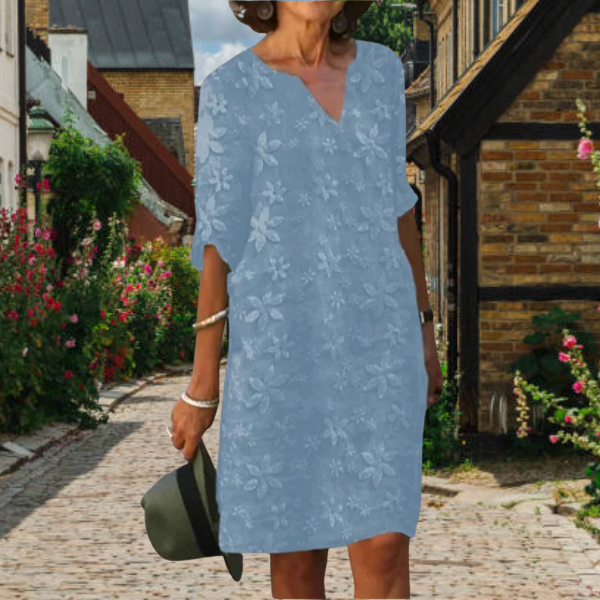 Vestido elegante con cuello en V para mujer