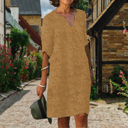 Vestido elegante con cuello en V para mujer