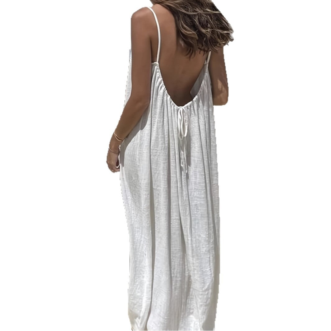 Vestido Largo Suelto Sin Espalda para Mujeres