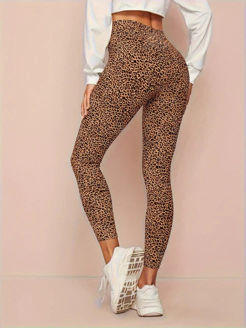 Leggings de cintura alta con estampado de leopardo para mujer