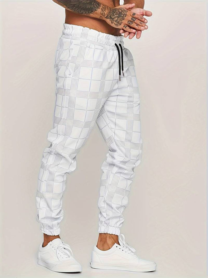 UrbanFit – Pantalones de chándal a cuadros de corte entallado para hombre