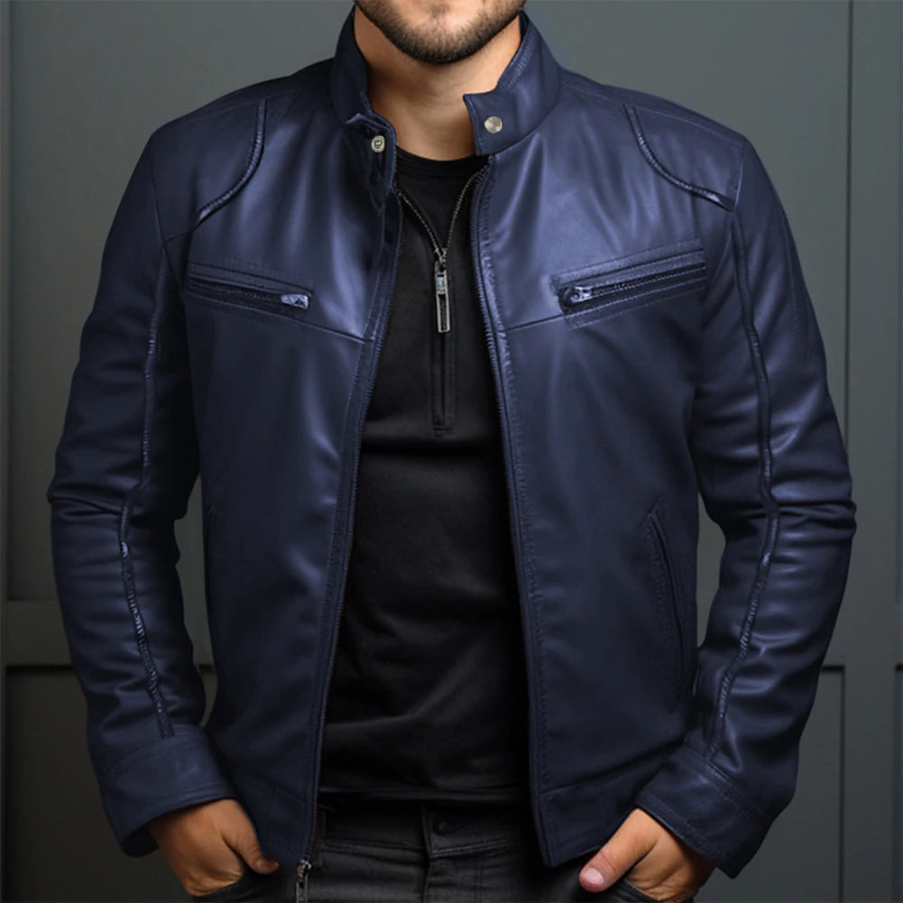 Elegante chaqueta de moto retro para hombre: estética vintage con comodidad para el día a día