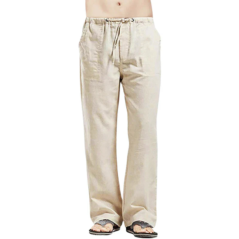 Lino – Pantalones de lino transpirables para hombre con corte oversize