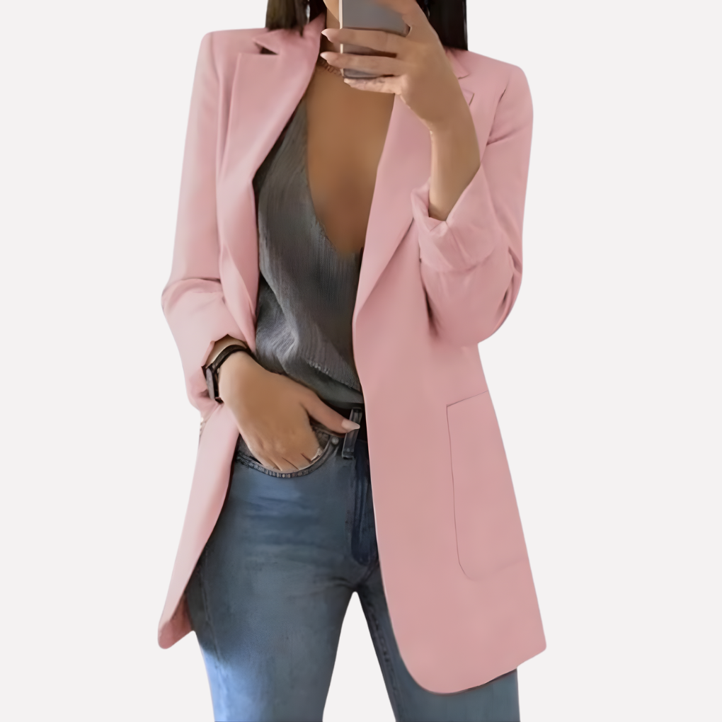 Blazer con Bolsillo Delante para Mujeres – Capa Estructurada Diaria