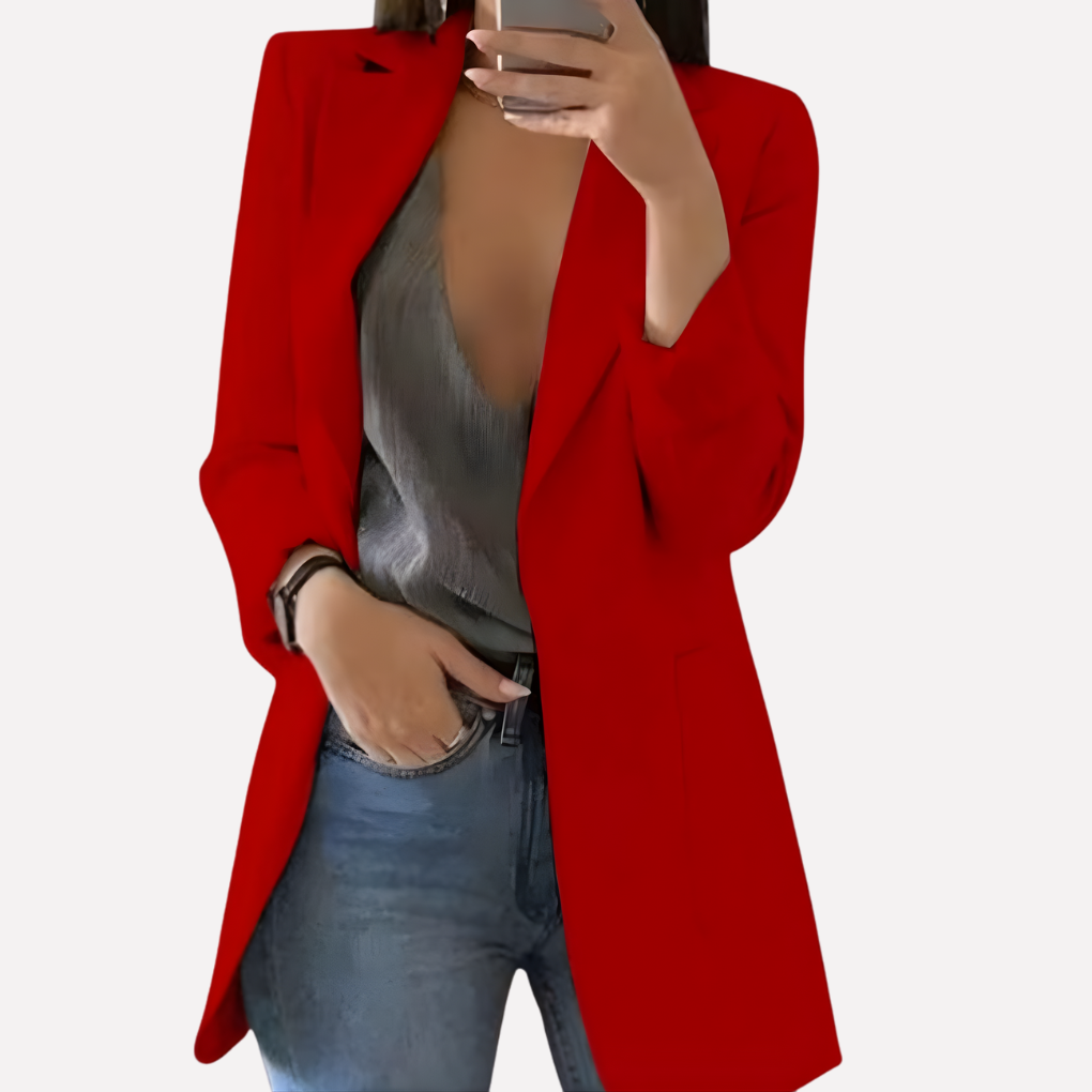 Blazer con Bolsillo Delante para Mujeres – Capa Estructurada Diaria