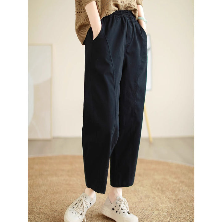 Pantalones de algodón de colores sólidos para mujer