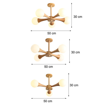 LumiNordic | Lámpara Colgante Escandinava de Madera con Pantallas de Vidrio