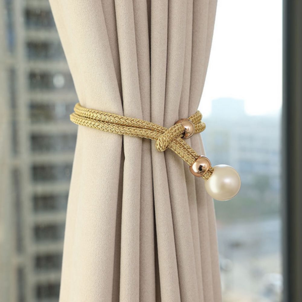 Conjunto de 2 Piezas Elegante y Brillante Tirador de Cortina de Perlas