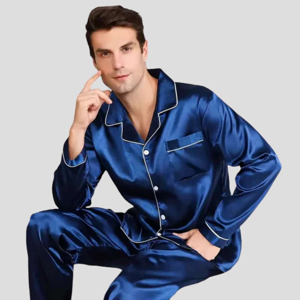 Conjunto de pijama de satén y seda para hombre
