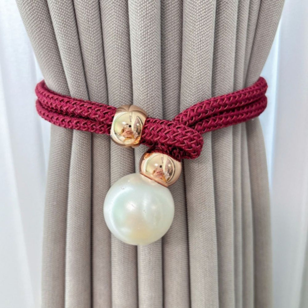 Conjunto de 2 Piezas Elegante y Brillante Tirador de Cortina de Perlas