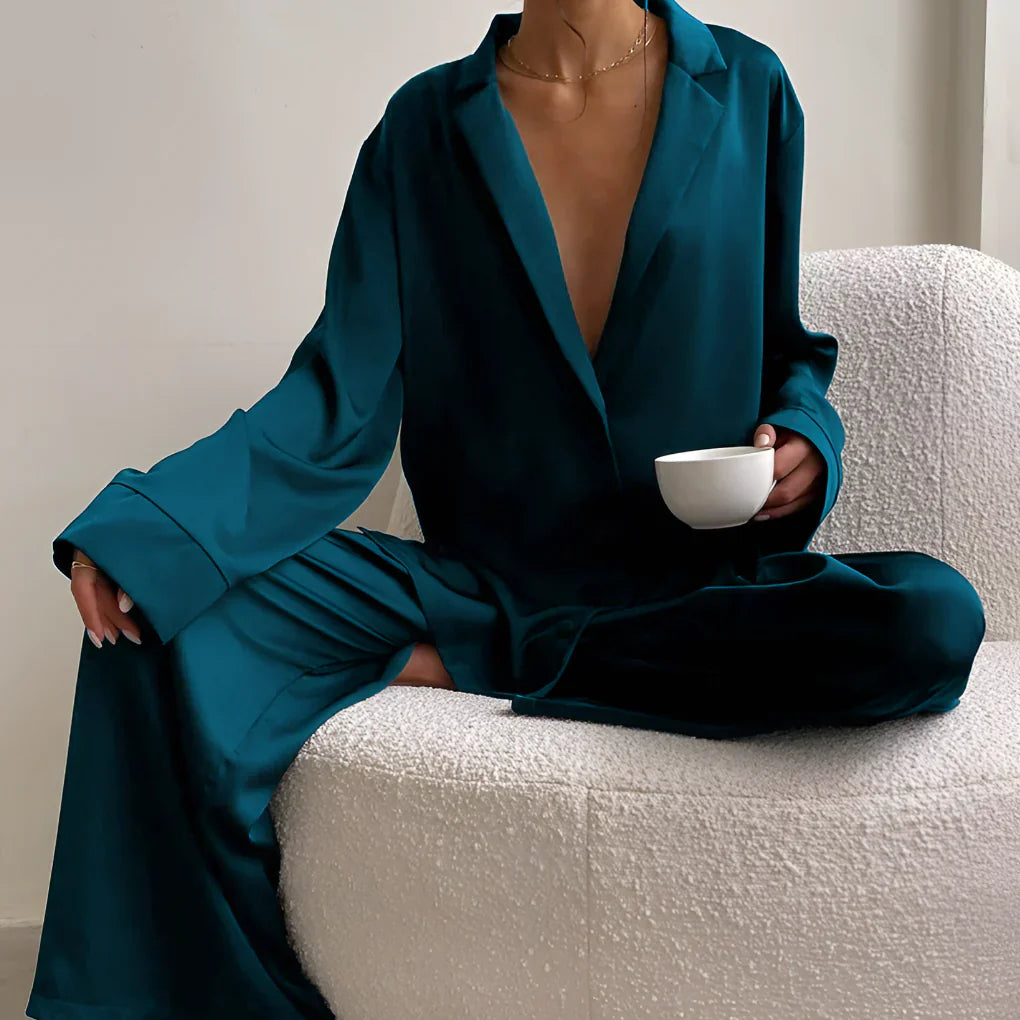 Conjunto de ropa de estar por casa de satén para mujer