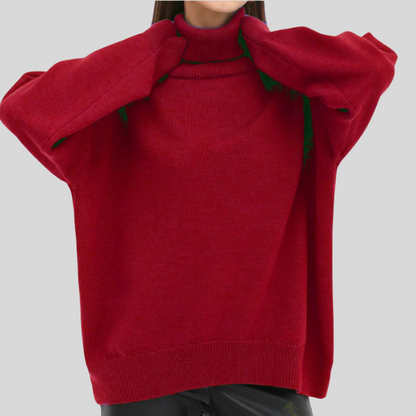 Suéter moderno de cuello alto para mujer