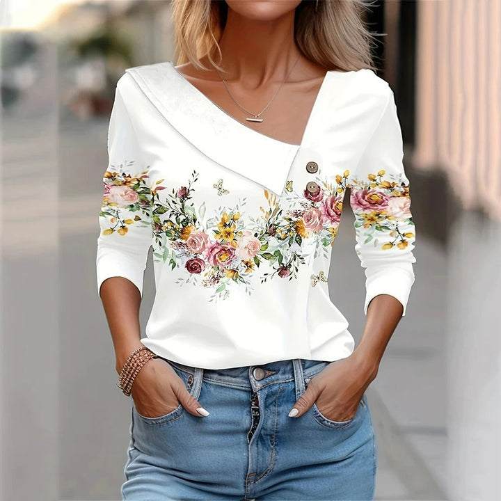 Rezza – Elegante blusa de manga larga con estampado floral
