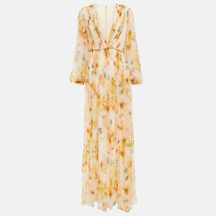 Elegante vestido de fiesta midi de lino y seda para mujer