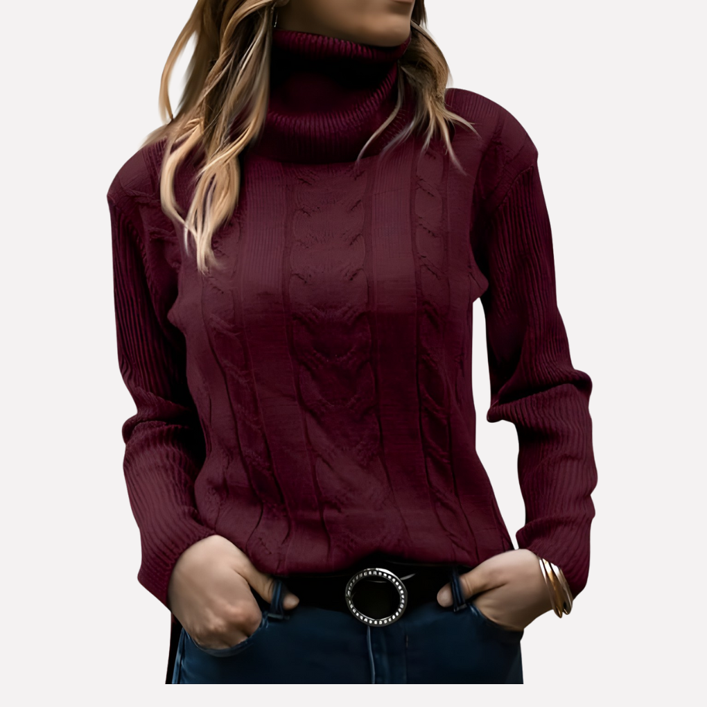 Suéter de Cuello Alto para Mujeres – Estilo Diario Relajado