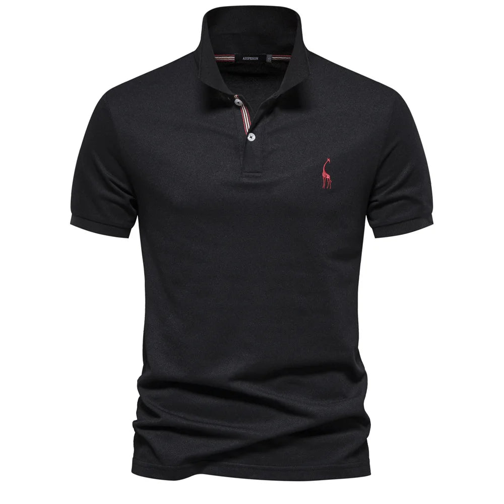 Polo de algodón de lujo con bordado de ciervo