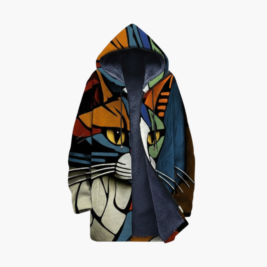 Cardigan con Capucha Unisex con Diseño de Gato