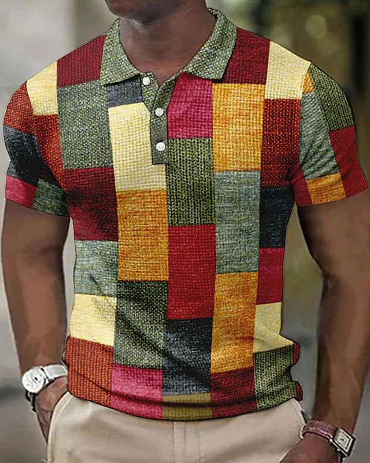 Polo para Hombre con Patrón de Rejilla: Estilo Moderno y Comodidad para el Día a Día