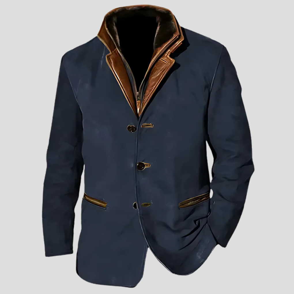Chaqueta retro de cuello en contraste para hombre
