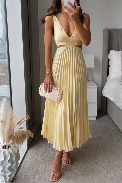 Maxivestido plisado de mujer