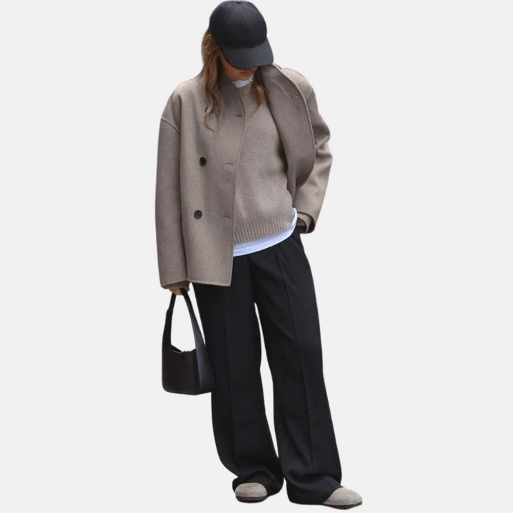 Abrigo de estilo vintage con aspecto de lana para mujer