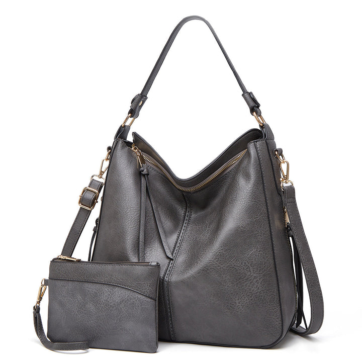 Bolso de Hombro de Cuero Clásico con Detalles en Oro Sutil