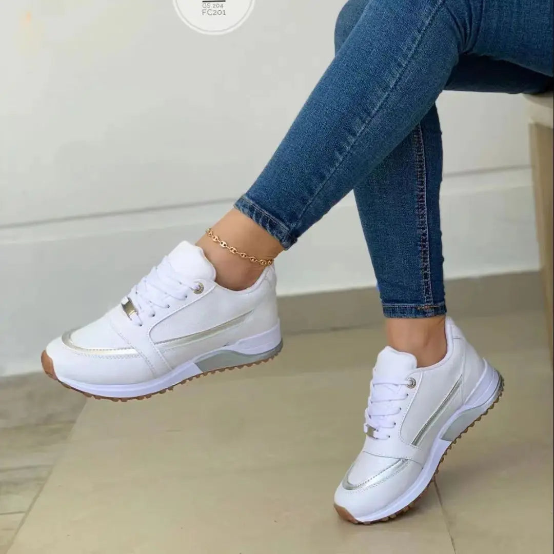 Zapatillas deportivas de malla y cuero con patchwork para mujer