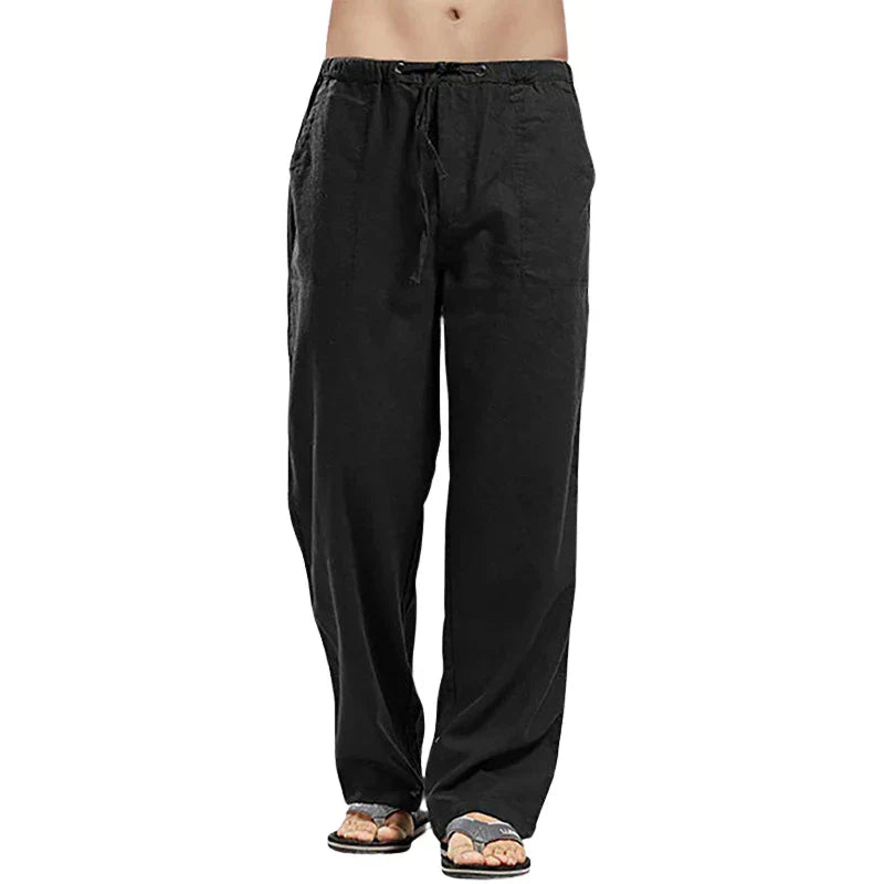 Lino – Pantalones de lino transpirables para hombre con corte oversize