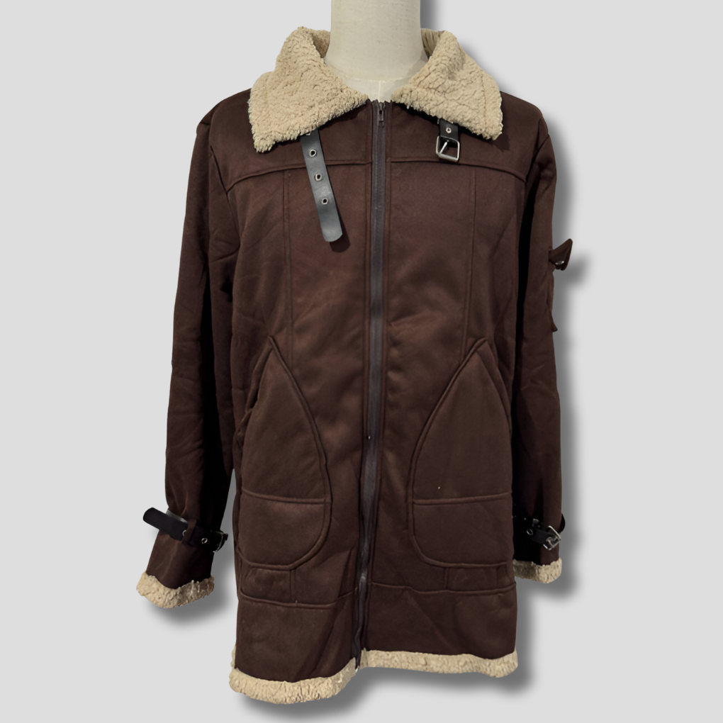 Chaqueta de motociclista color camello para hombre