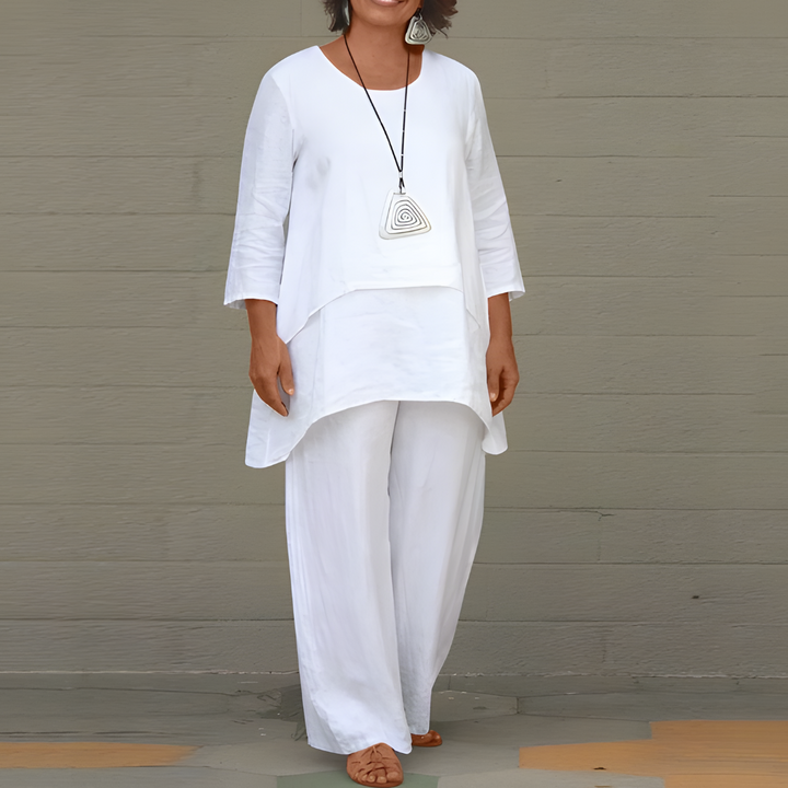 Elegante conjunto de lino de 2 piezas para mujer