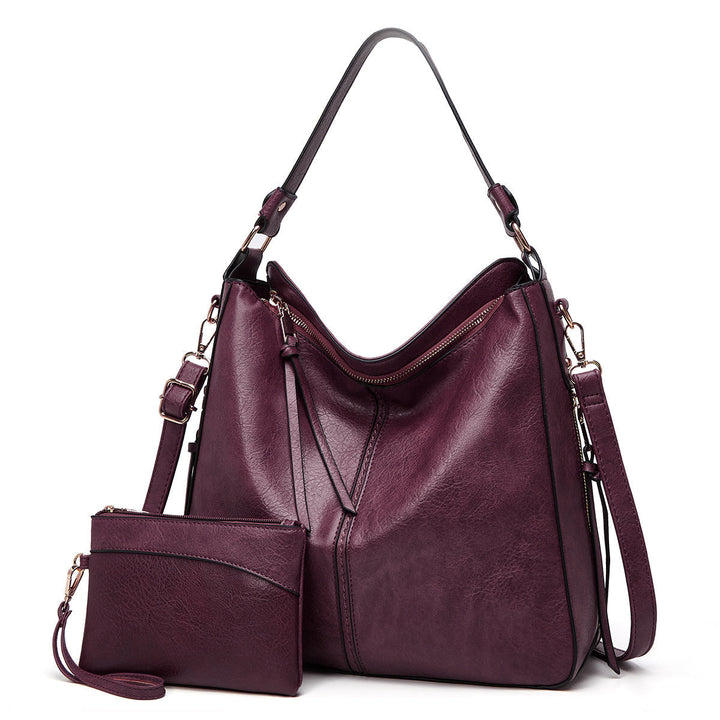 Bolso de Hombro de Cuero Clásico con Detalles en Oro Sutil