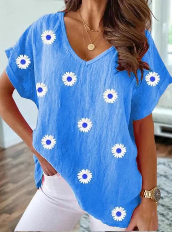 Camiseta casual con cuello en V