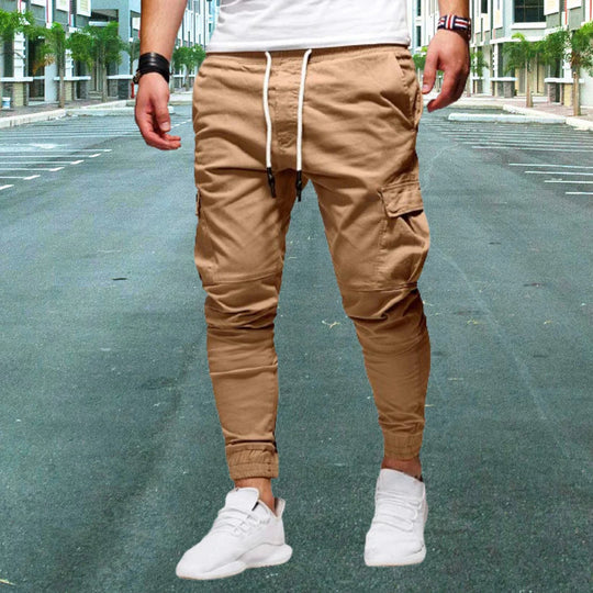Pantalón cargo informal para hombre con bolsillos con solapa