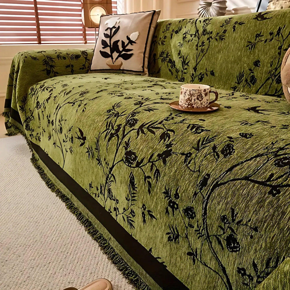 Manta Elegante con Patrón Floral y Flecos