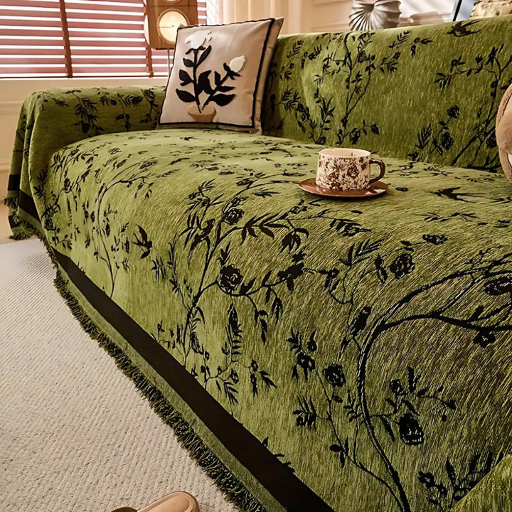 Manta Elegante con Patrón Floral y Flecos