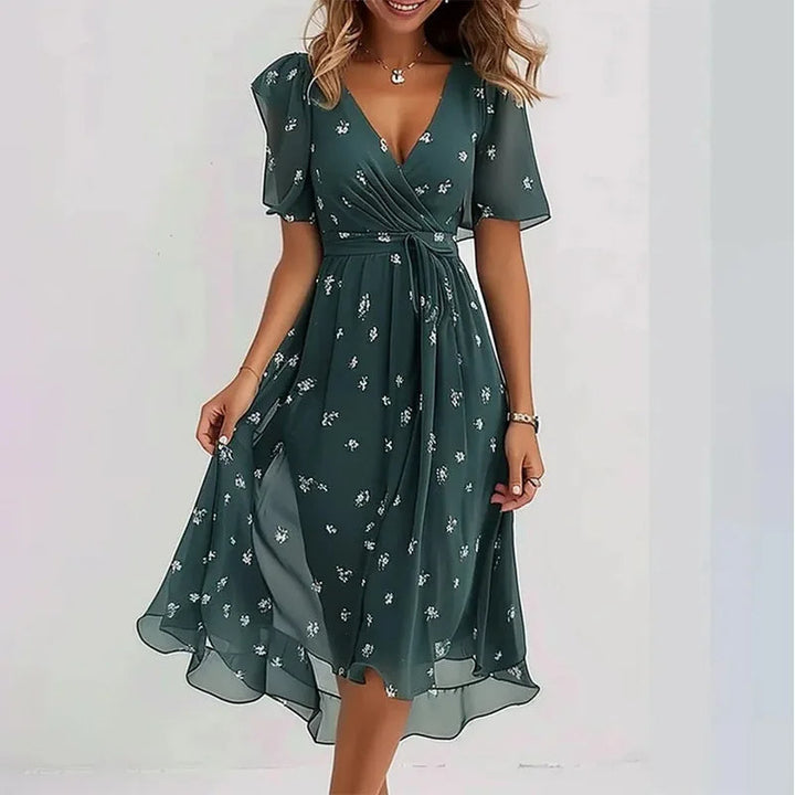Vestido floral vaporoso de verano (hasta la rodilla)