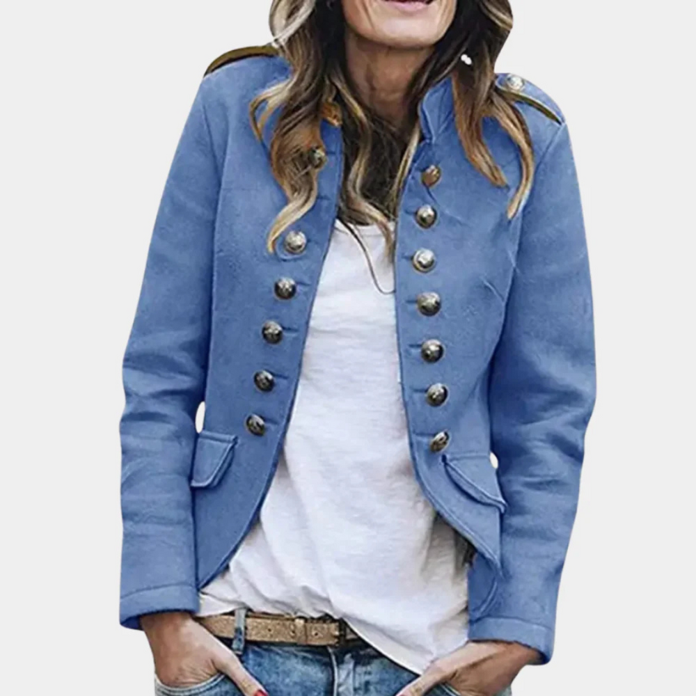 Abrigo de imitación de lana de doble botonadura para mujer