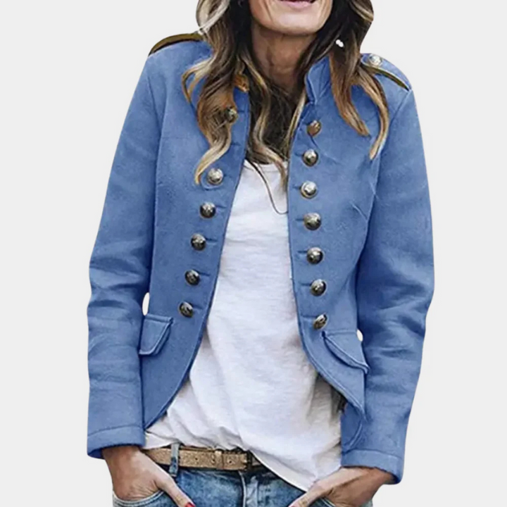 Abrigo de imitación de lana de doble botonadura para mujer