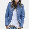 Abrigo de imitación de lana de doble botonadura para mujer