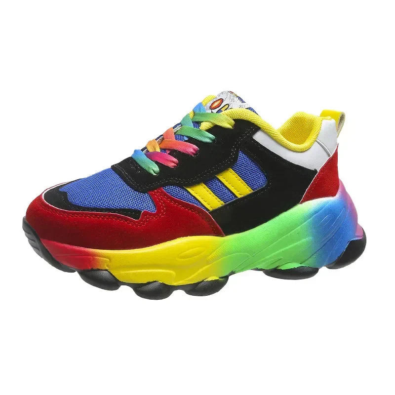 Zapatillas multicolores de moda con suela de plataforma