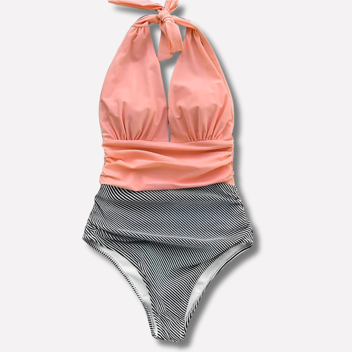 Traje de baño de una pieza sexy con pliegues para mujer, ideal para el verano
